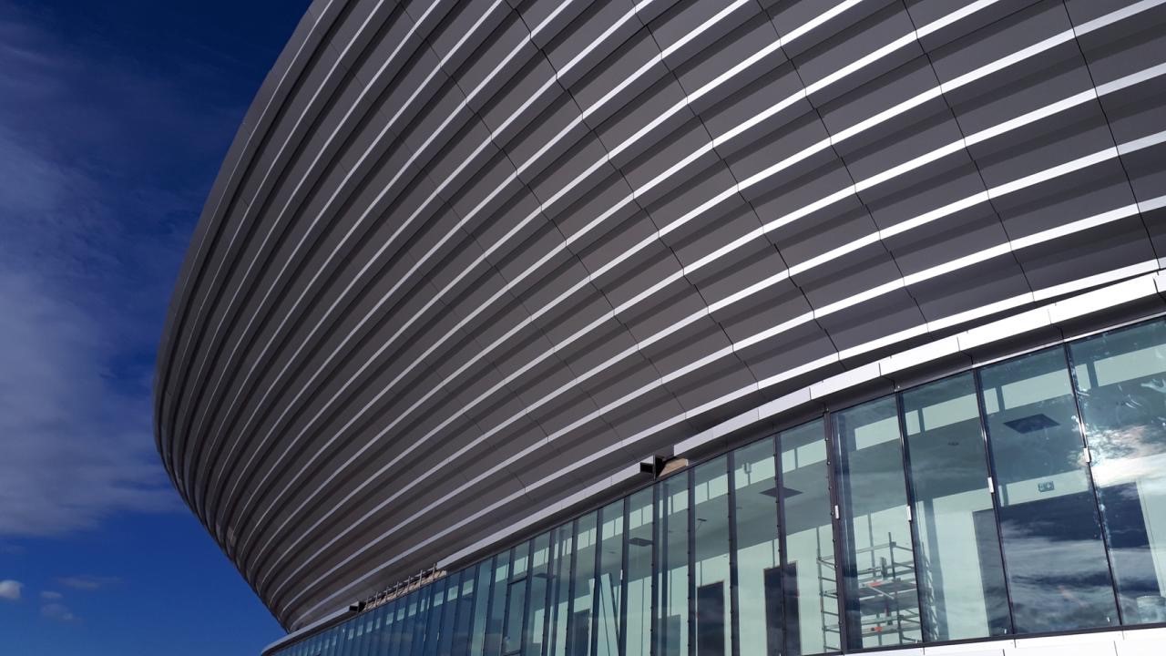Narbonne stadium in France dressed with etalbond<sup>®</sup> FR Aluminium Composite Panels